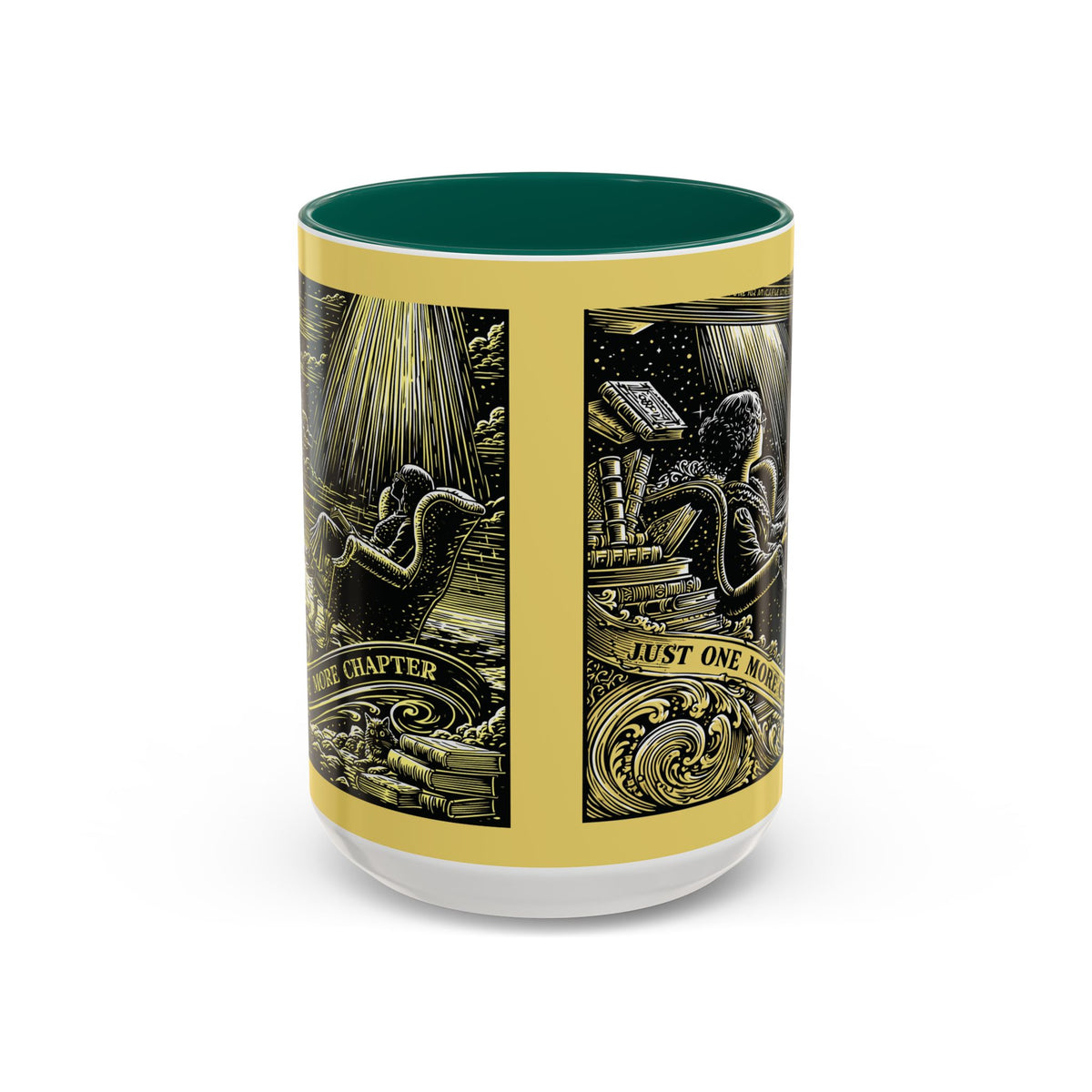 "Just One More Chapter" Under UFO Illustration Mug | Color Accent Coffee Cup