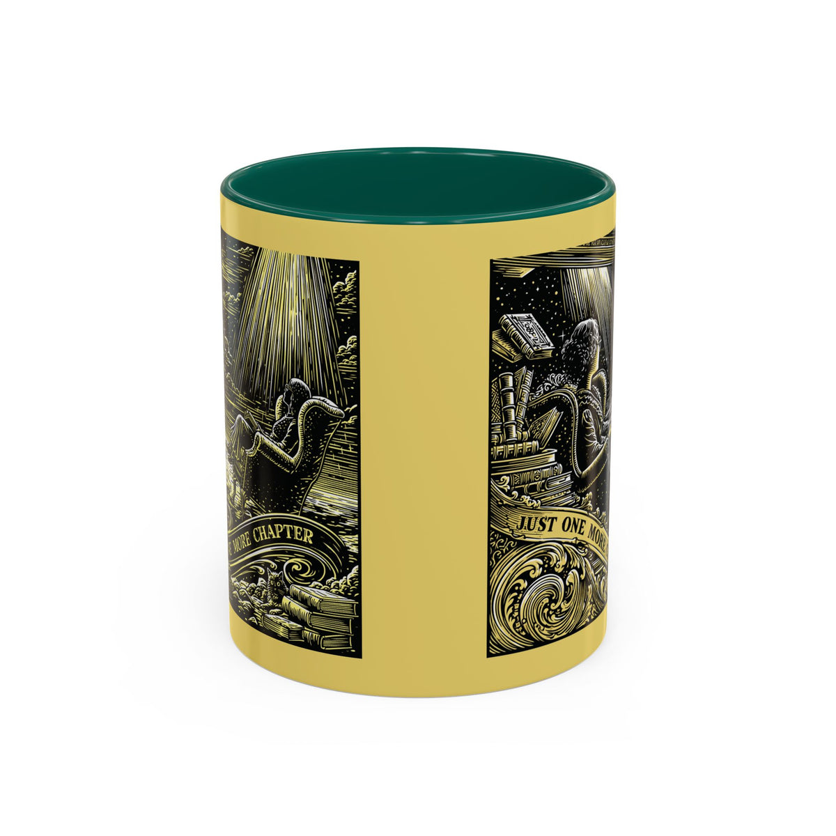 "Just One More Chapter" Under UFO Illustration Mug | Color Accent Coffee Cup