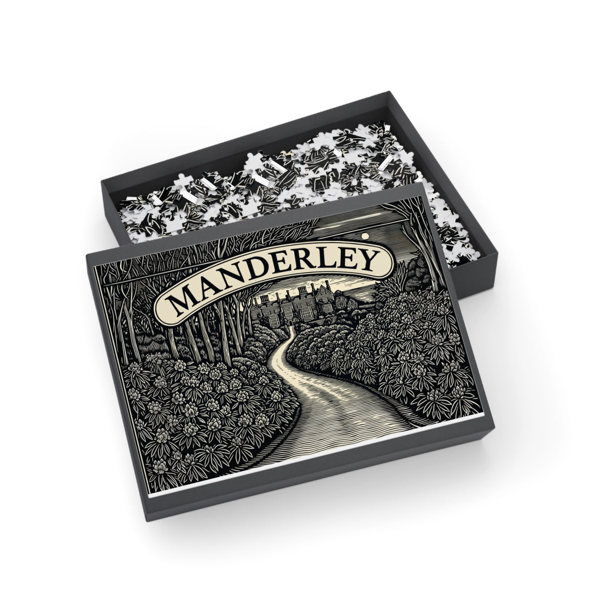 Manderley Scenic Puzzle — 'Manderley' Vintage Manor Path Jigsaw (96/252/500/1000 pcs)