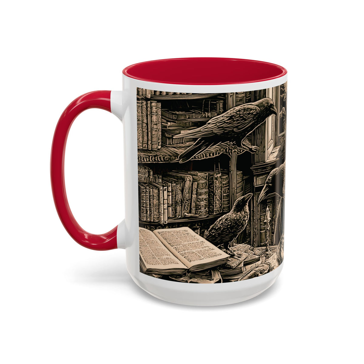 Edgar Allan Poe Raven Portrait Mug | Ceramic Coffee Cup