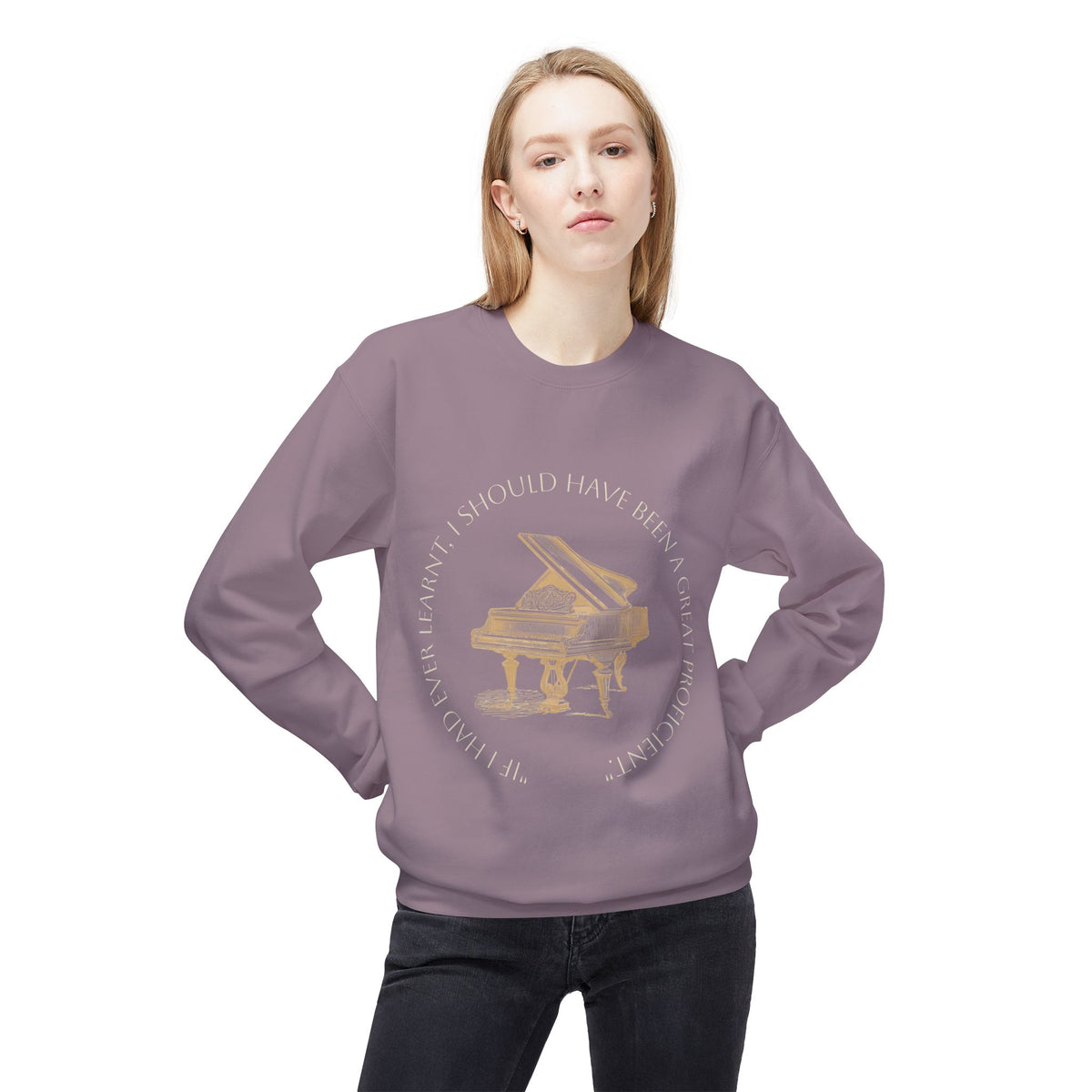 Pianoforte Comfort Sweatshirt — 'I Should Have Been a Great Proficient' Graphic Crewneck