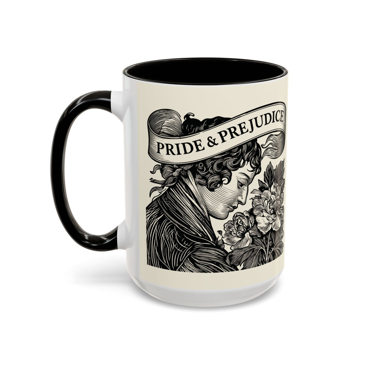 Quote from Pride & Prejudice Vintage Floral Mug — “Pride & Prejudice” Ceramic Book Lover Mug (11oz/15oz)