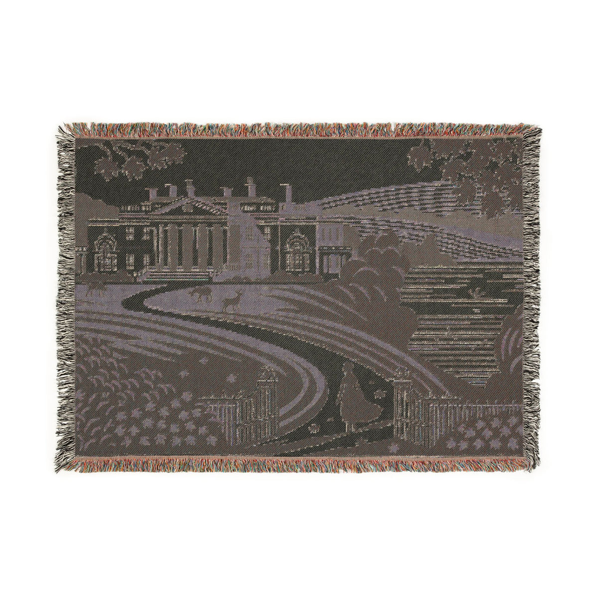 Elizabeth Bennet Walking to Pemberley Woven Blanket | Pride & Prejudice Manor Landscape