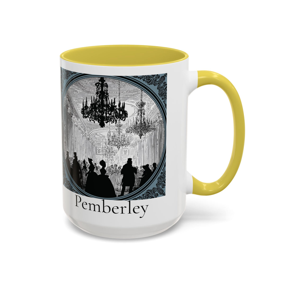 Pemberley Ballroom Illustration Mug | Color Accent Ceramic Mug