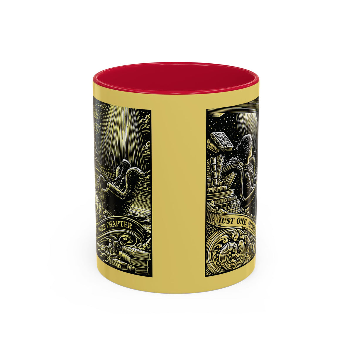 "Just One More Chapter" Under UFO Illustration Mug | Color Accent Coffee Cup