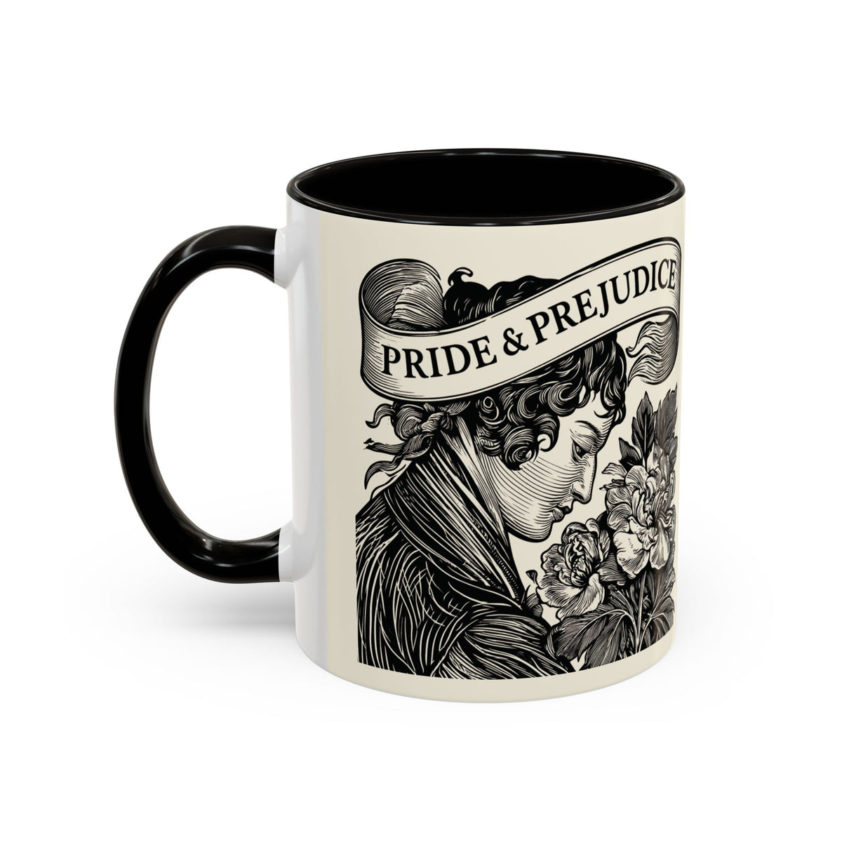 Quote from Pride & Prejudice Vintage Floral Mug — “Pride & Prejudice” Ceramic Book Lover Mug (11oz/15oz)