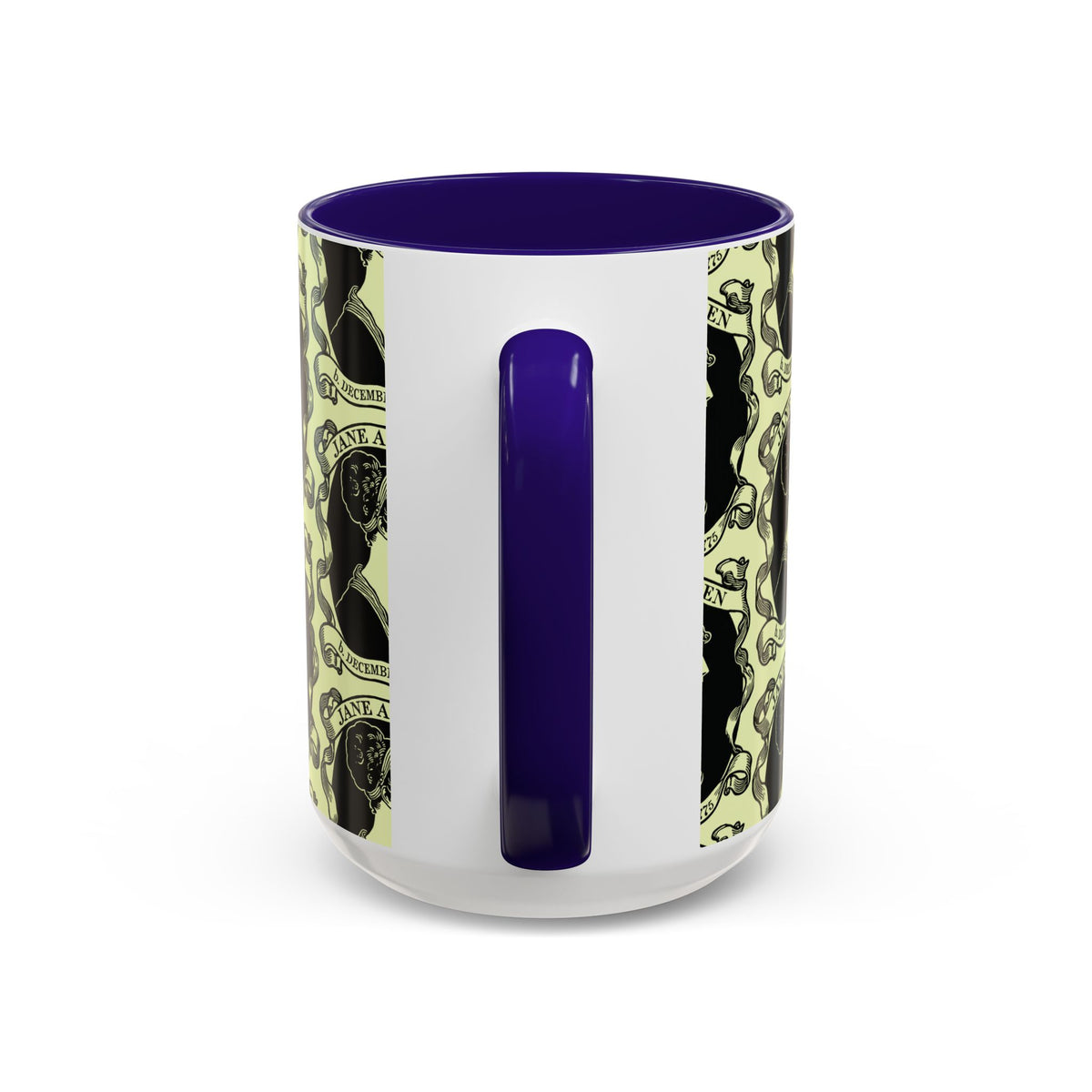 Jane Austen Cameo Pattern Coffee Mug — Literary Tea & Coffee Cup (11oz/15oz)