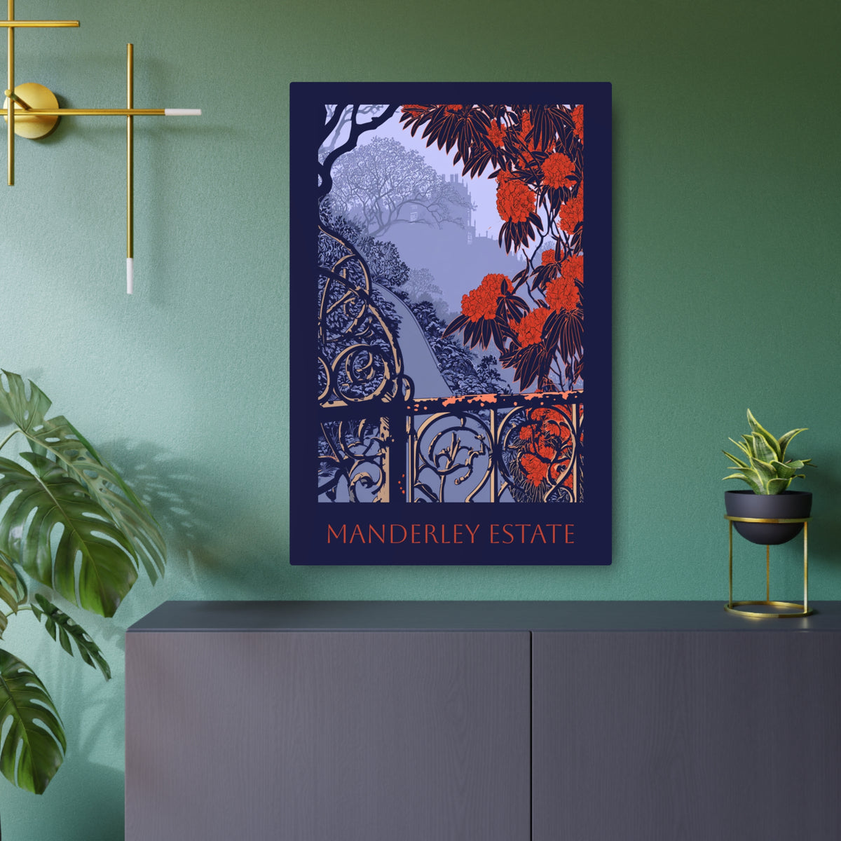 Daphne du Maurier - Metal Art Print — "Road to Manderley" Illustrated Garden Pathway Wall Plaque