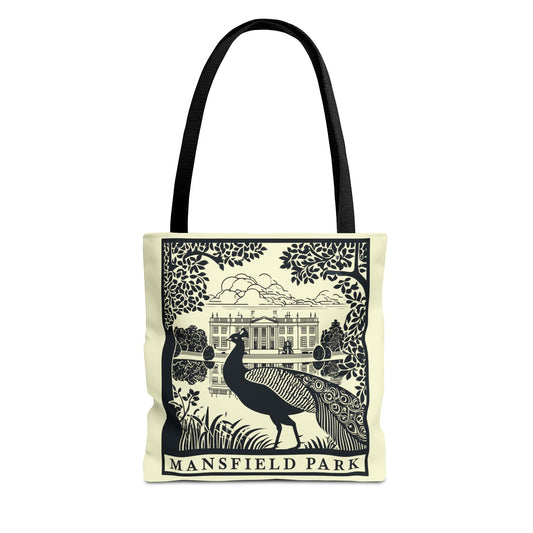 Mansfield Park Illustrated Tote — Vintage Estate Peacock Tote Bag