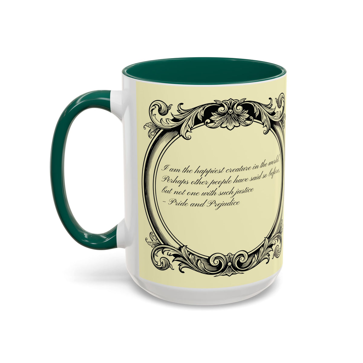 Pride & Prejudice Vintage Floral Mug — “Pride & Prejudice” Ceramic Book Lover Mug (11oz/15oz)