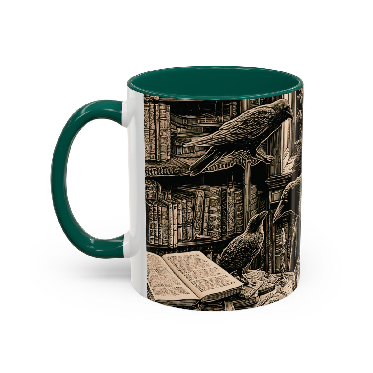 Edgar Allan Poe Raven Portrait Mug | Ceramic Coffee Cup