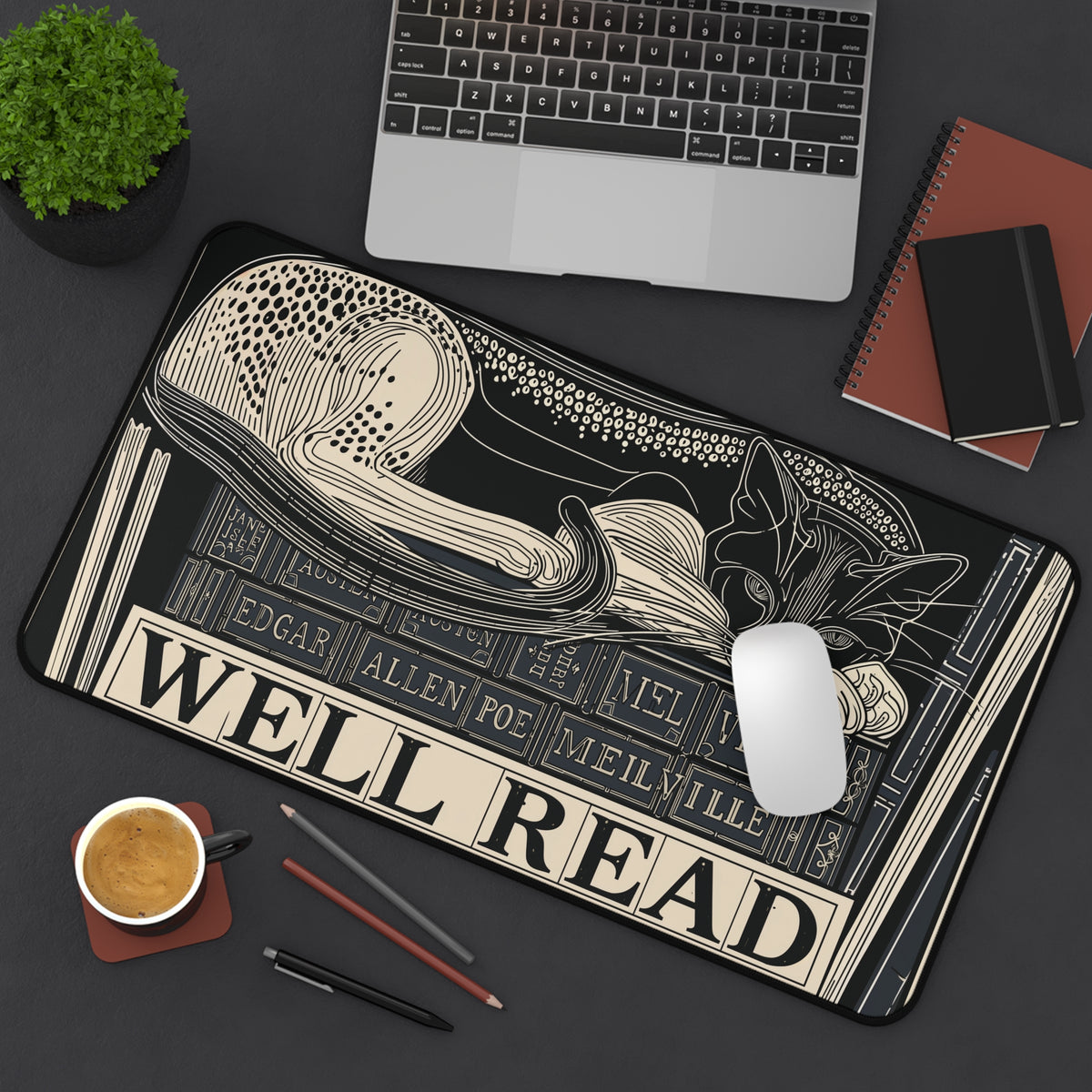WELL READ catnap -  Desk Mat | Literary, Edgar Allan Poe, Reading-themed