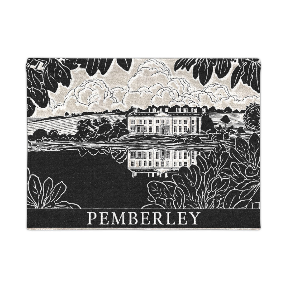 Pemberley Estate Illustration Woven Wall Tapestry | Vintage Landscape, Jane Austen Inspired