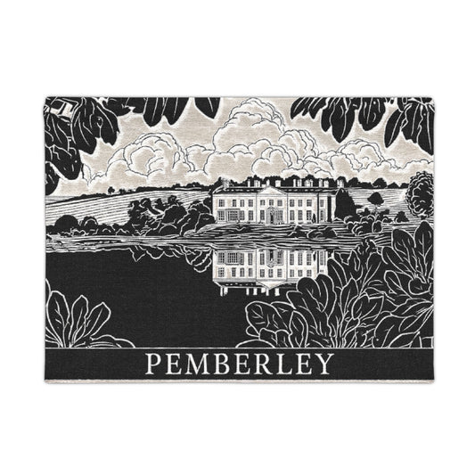 Pemberley Estate Illustration Woven Wall Tapestry | Vintage Landscape, Jane Austen Inspired