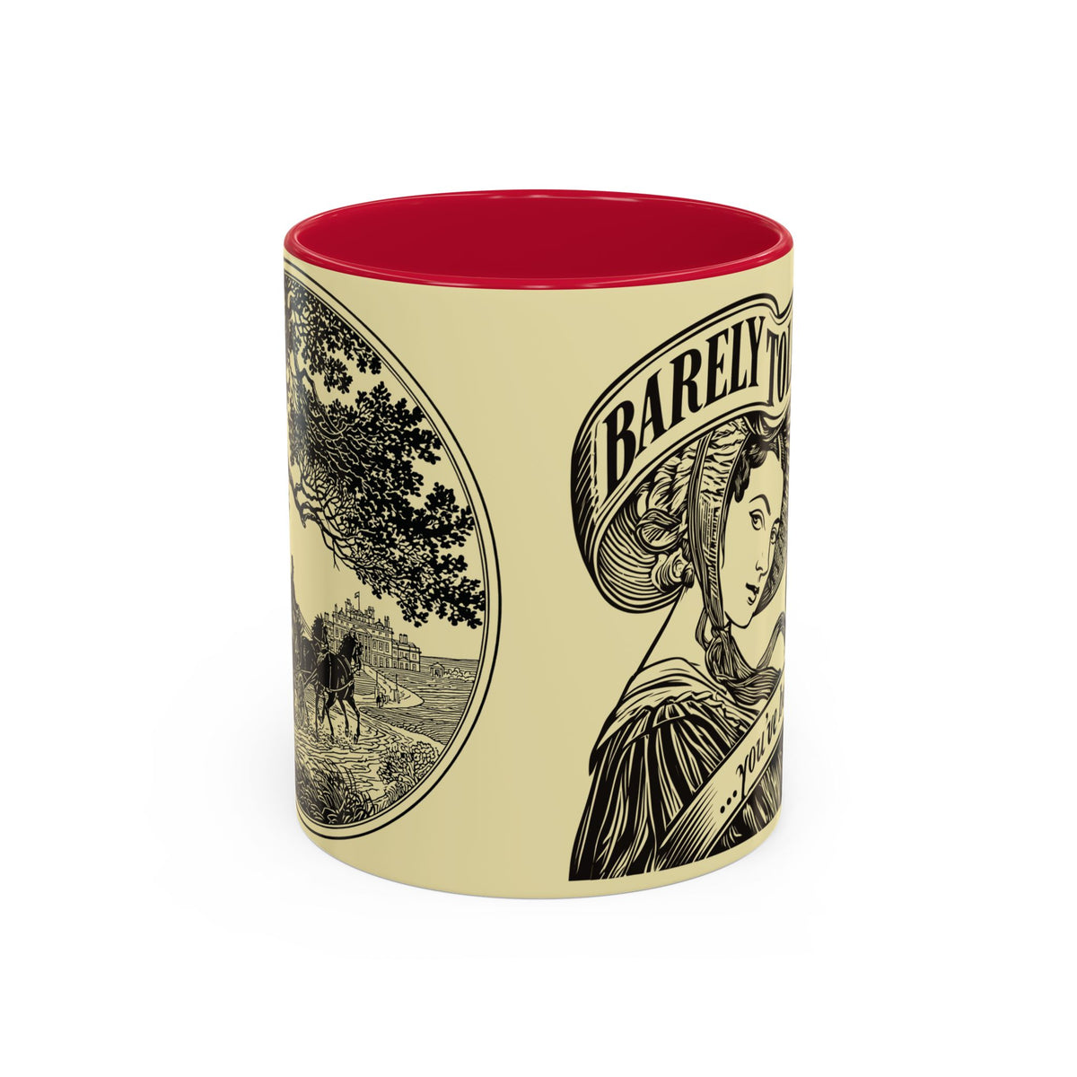 Vintage 'Barely Tolerable' Illustration Coffee Mug (11oz/15oz)