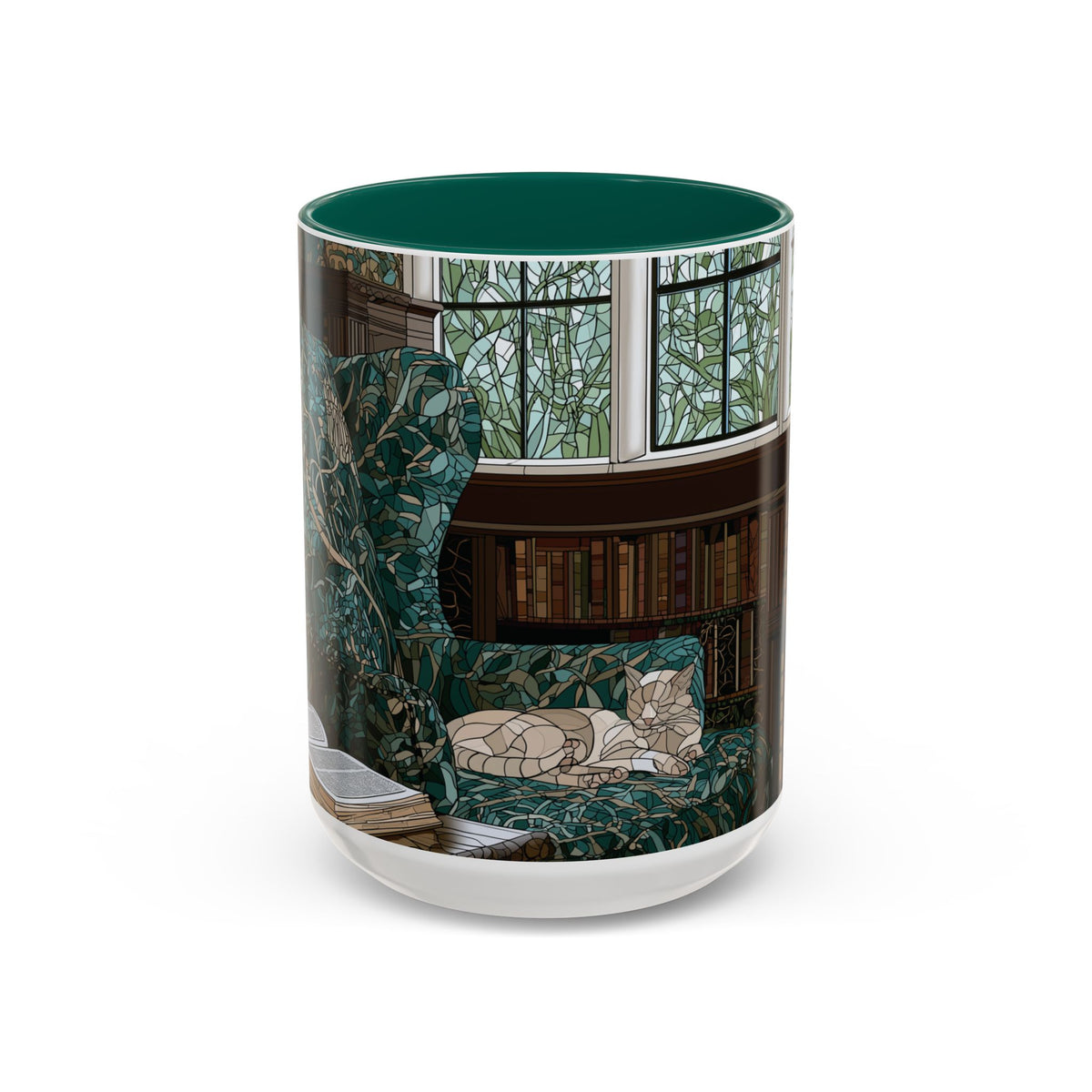Cozy Reading Nook Cat Mug | Ceramic Coffee Cup 11oz 15oz