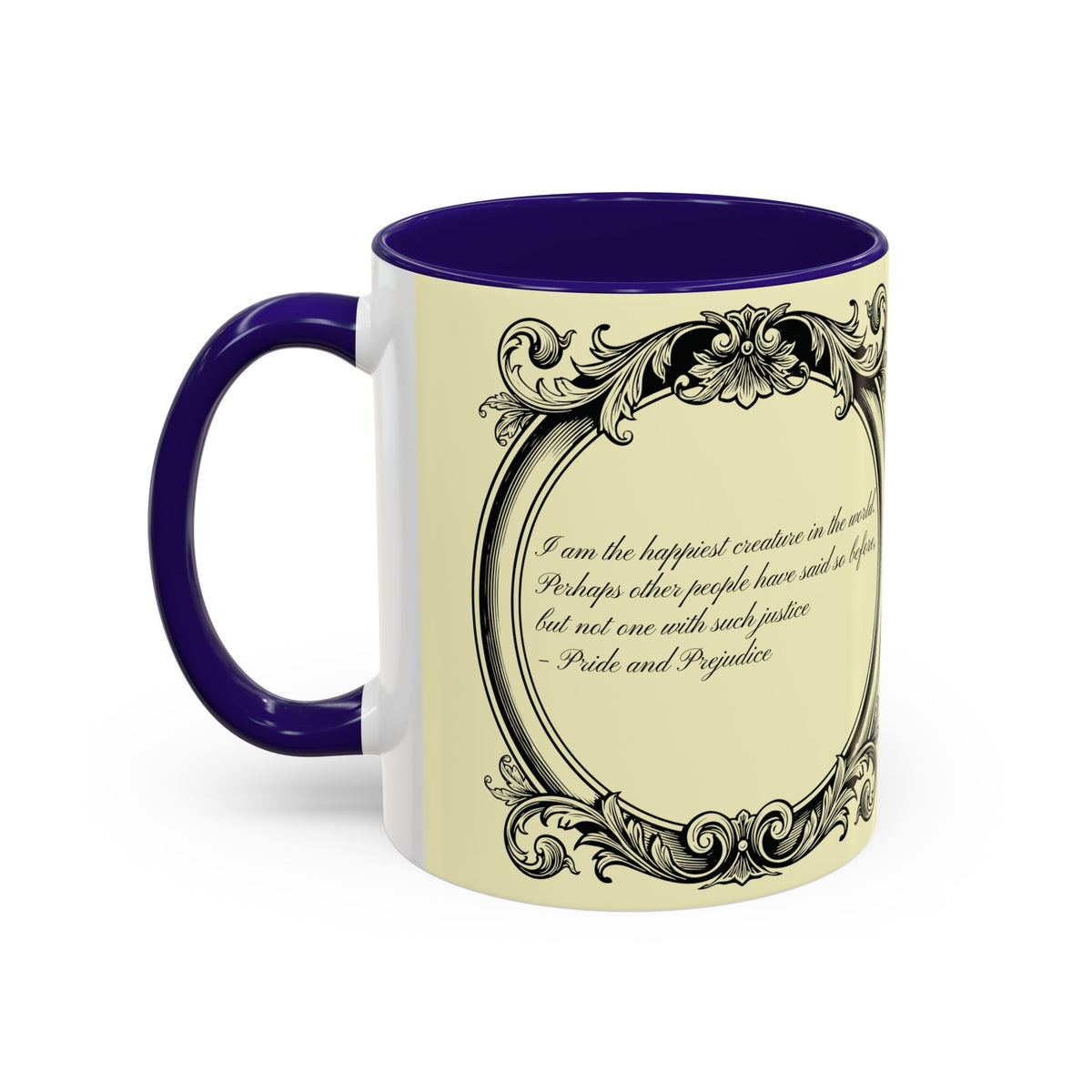 Pride & Prejudice Vintage Floral Mug — “Pride & Prejudice” Ceramic Book Lover Mug (11oz/15oz)