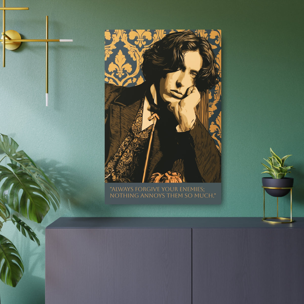 Oscar Wilde Quote Metal Art Print — “Always Forgive Your Enemies” Decorative Wall Plaque