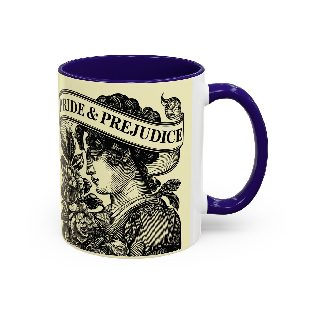 Pride & Prejudice Vintage Floral Mug — “Pride & Prejudice” Ceramic Book Lover Mug (11oz/15oz)
