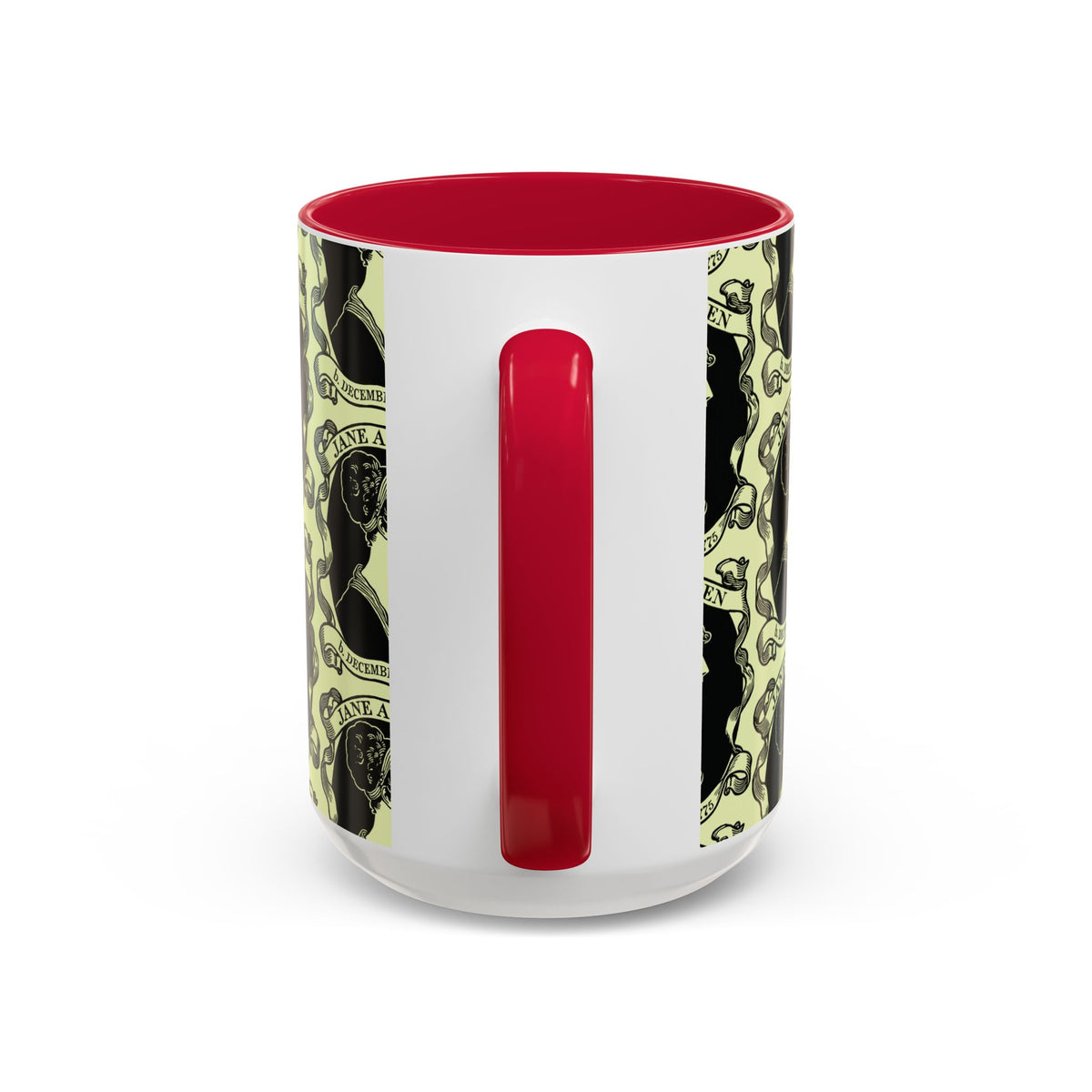 Jane Austen Cameo Pattern Coffee Mug — Literary Tea & Coffee Cup (11oz/15oz)