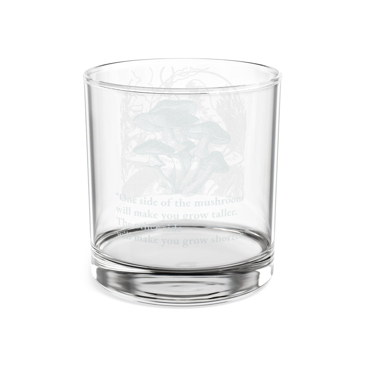 Smoking Caterpillar Whiskey Glass — Vintage Botanical Mushroom Etching (10.5 oz)