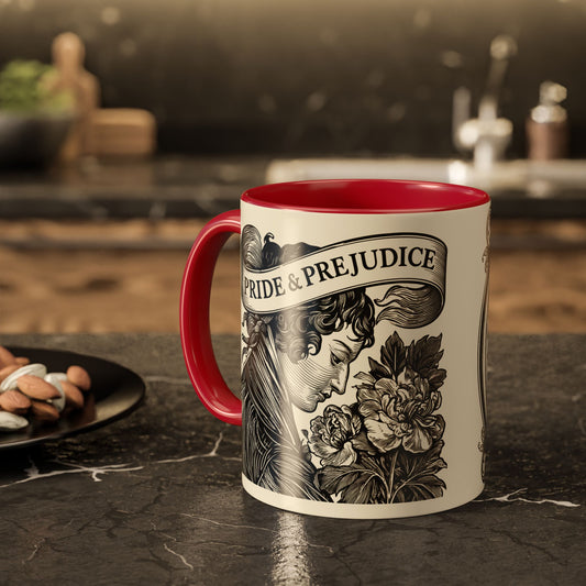 Quote from Pride & Prejudice Vintage Floral Mug — “Pride & Prejudice” Ceramic Book Lover Mug (11oz/15oz)