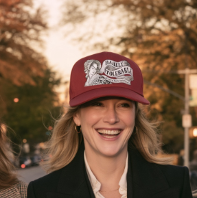 'Barely Tolerable' Declaration Walking Cap — Vintage Portrait Embroidered Cap