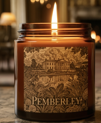 Pemberley Illustration Candle | Soy Wax Candle, 4oz & 9oz