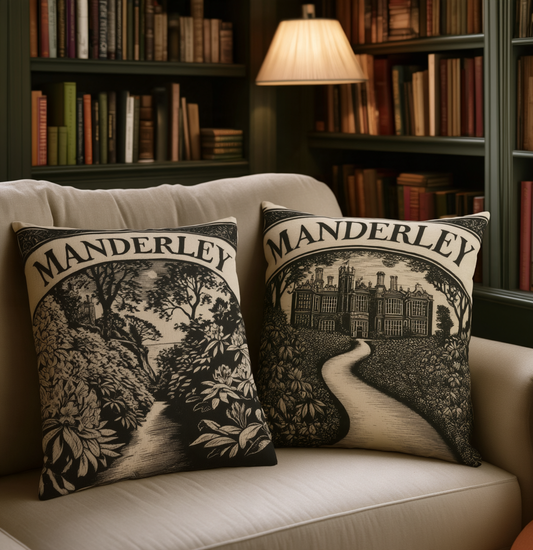 Manderley Estate Woven Pillow | Rebecca Literary Tapestry Throw Gothic Manor