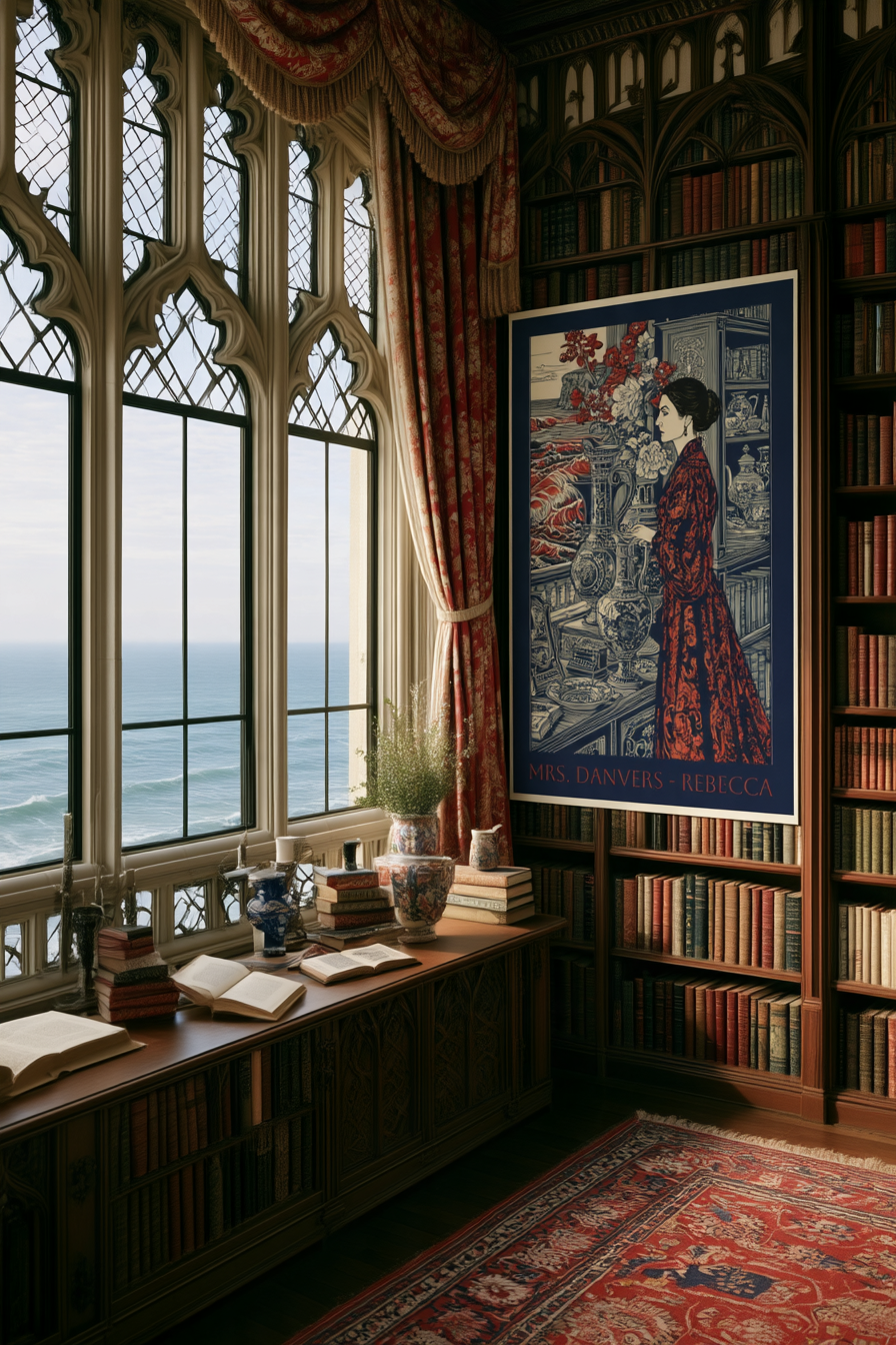 Metal Art Print — "Mrs. Danvers • Rebecca" Vintage Gothic Bookplate Wall Art