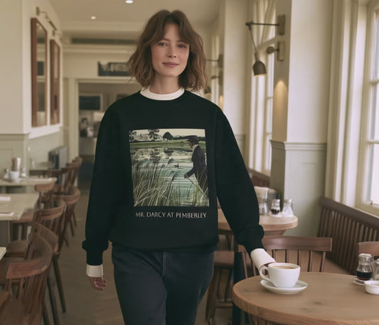 Mr. Darcy Crewneck Sweatshirt — "Mr. Darcy at Pemberley" Classic Jane Austen Sweatshirt