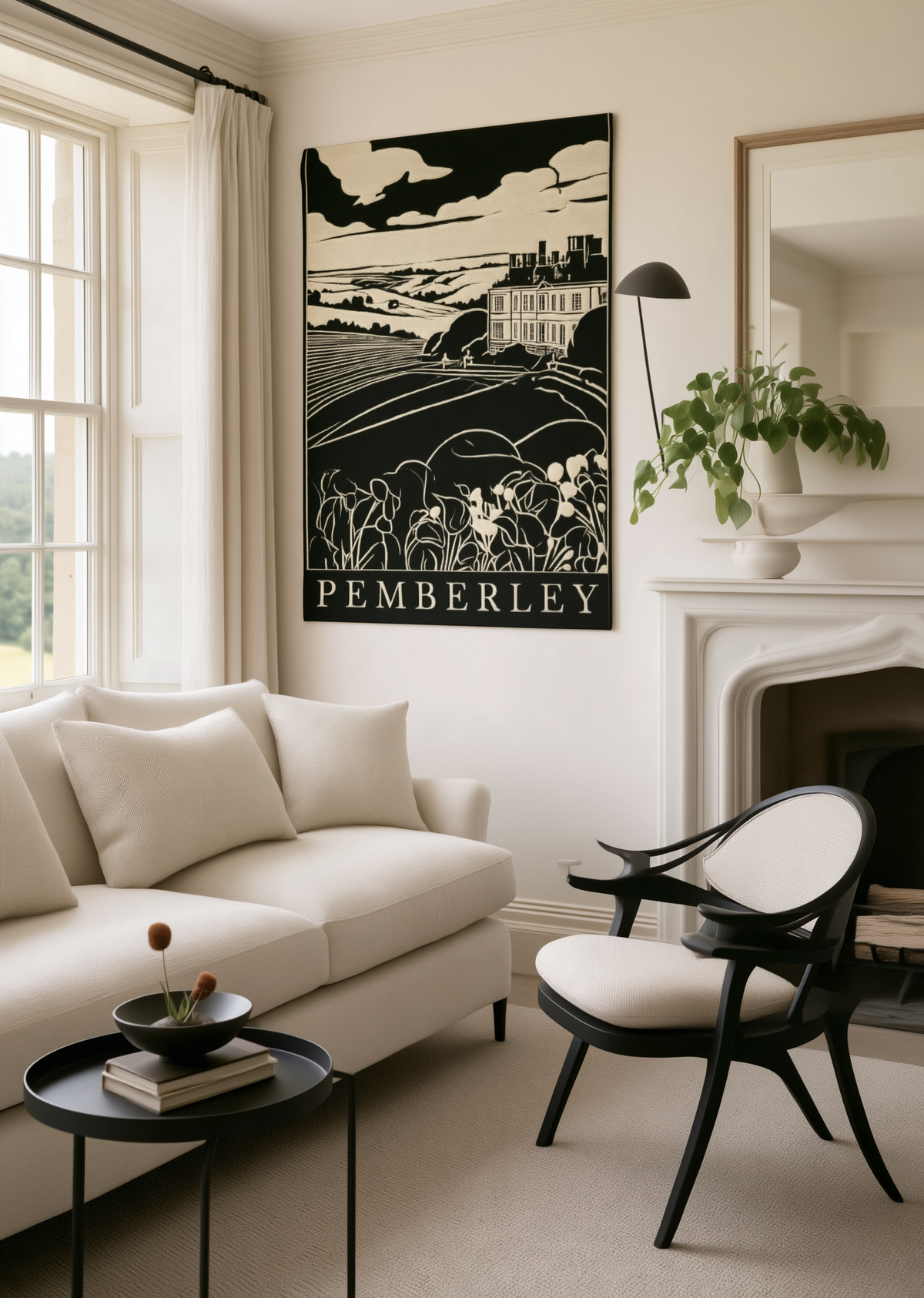 Pemberley landscape woven tapestry | Regency estate wall hanging